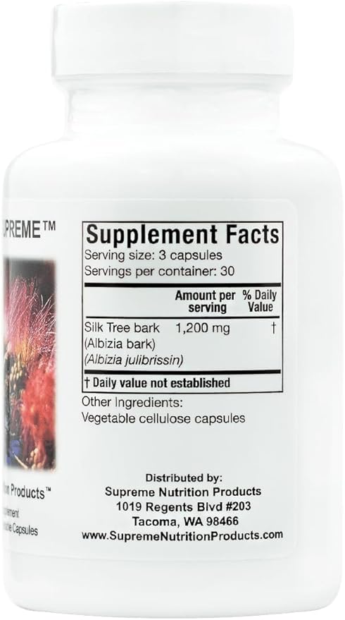 Supreme Nutrition Albizia Supreme 90 Pure Silk Tree Bark Vegetarian Capsules