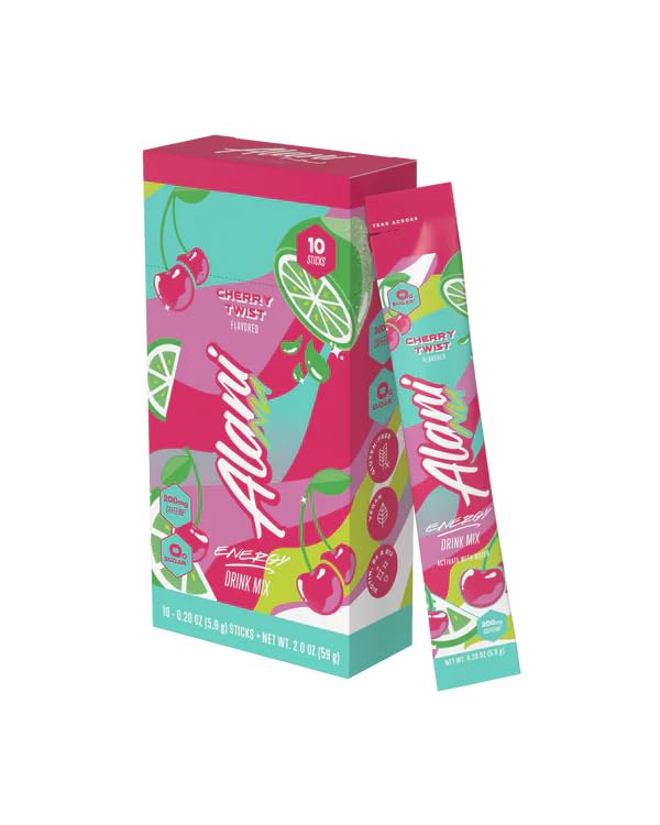 Alani Energy Drinks Mix Variety Pack (Pack of 20) | Cherry Twist &amp Juicy Peach | Sugar-Free Low-Calorie Energy Boost Drink | Product delivered exactly as depicted in the images