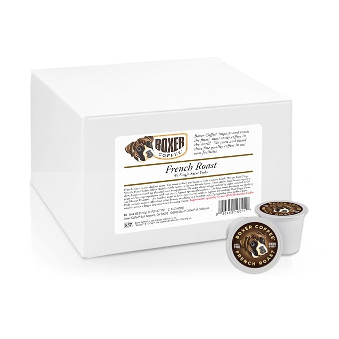 Boxer Coffee French Roast dark roast pods compatible with Keurig K-Cup 48 count