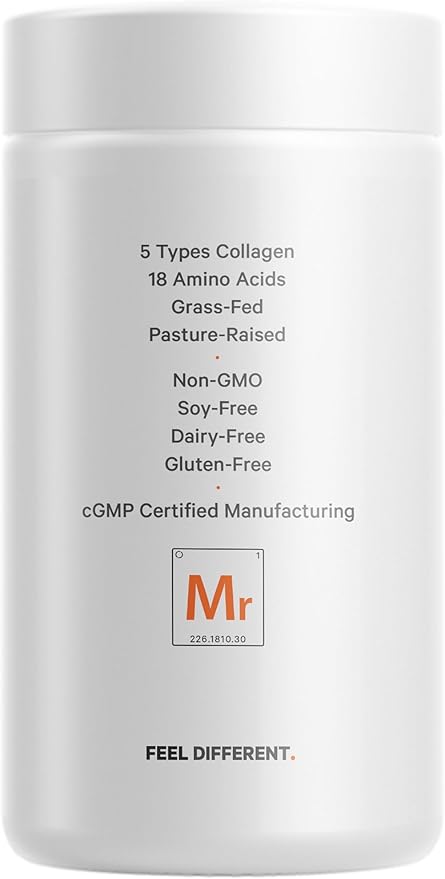 Codeage Multi Collagen Protein + Organic Raw Greens Superfood Capsules Supplement 21 Fruits &amp Veggies Grass-Fed Hydrolyzed Collagen Peptides 5 Types All-in-One 180 Count
