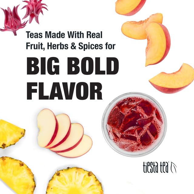 Tiesta Tea - Peach Party Cold Brew Peach Hibiscus Herbal Tea Premium Loose Leaf Blend Non Caffeinated Cold Brew Packets Makes 64 oz of Pitcher Per Bag (Pack of 10)