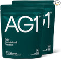 AG1 Greens Powder Supplement | Improve Gut Health | Multivitamin Probiotic Gluten Free Vegan and Keto Friendly | 75 Vitamins (Athletic Greens) - 2 Pack Classic Formula (30 Servings Per Pouch)