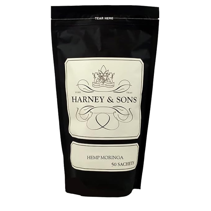 Harney &amp Sons Hemp Moringa | Deep Sleep Wellness Blend with Hemp Moringa Holy Basil &amp Herbs 50ct sachet bag