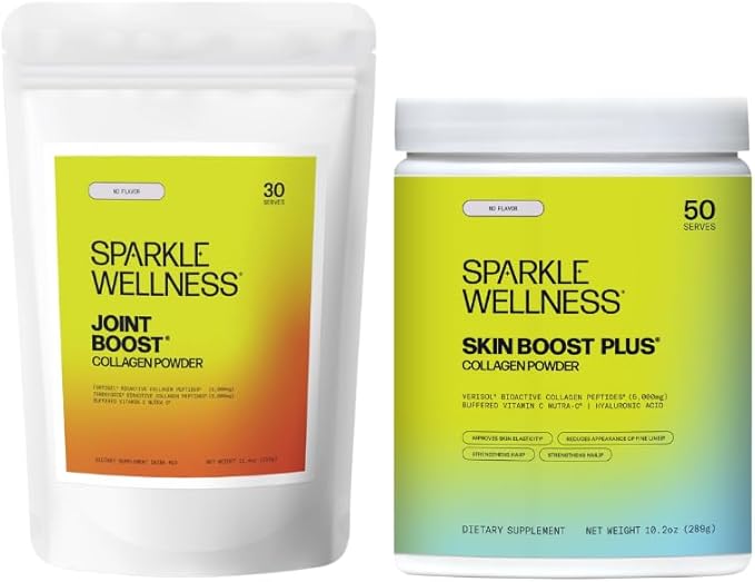 Sparkle Wellness Skin Boost Plus (No Flavor) [50-Serves] &amp Joint Boost (No Flavor) [30-Serves] | Collagen with VERISOL FORTIGEL &amp TENDOFORTE to Improve Skin Hair &amp Nail Health &amp Supp