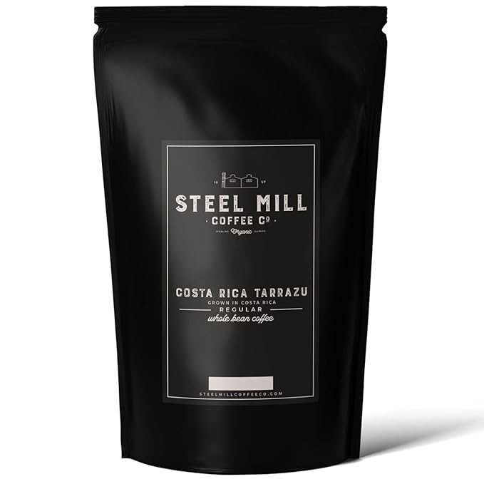 Steel Mill Coffee Co. | Costa Rica Tarrazu Single-Origin Gourmet Flavored Coffee | 2 LB Bag | Ground | Dark Roast | 100% Arabica Beans | Vegan Gluten-Free Sugar-Free