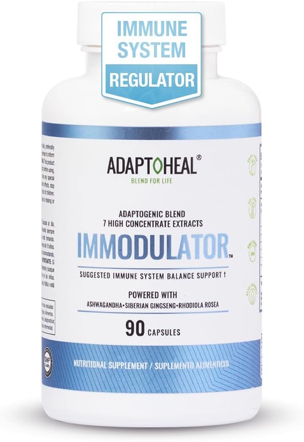 ADAPTOHEAL - Immodulator - Adaptogenic Supplement for Well-Being with Ginseng Ashwagandha Reishi Mushroom - Supports Stress Response Mood Balance and Immune System Function (90 Capsules/700 mg)