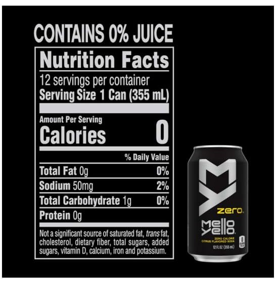 18 Pack of Mello Yello Zero Soft Drink 12oz Cans Soda Pop