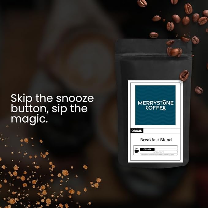 Merrystone Breakfast Blend Coffee Medium-Light Roast Roasted to Order 12 oz Coarse Grind
