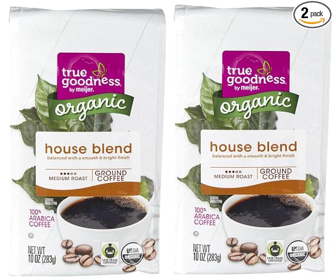 Pack Of 2 Organic House Blend Medium Roast Ground Coffee 10 oz