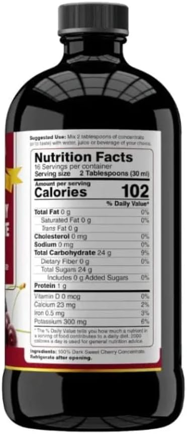 Bernard Jensen's Black Cherry Juice Concentrate - Natural Cherry Concentrate Without Additives and Sweeteners - Sweet Cherry Juice Topping for Ice Cream Pastries and Other Desserts 16 fl. oz bottle
