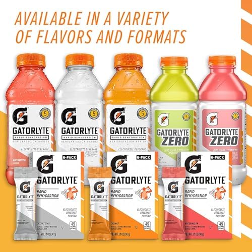 Gatorlyte Zero Rehydration Electrolyte Drink Fruit Punch Specialized Blend of 5 Electrolytes Zero Sugar No Artificial Sweeteners No Artificial Flavors 20 fl oz Bottles (12 Pack)