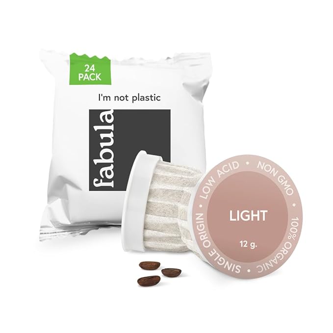 Fabula Coffee Pods Light Roast - Low Acid - Single Origin - Mold Free - Non-GMO - Fair Trade - Kcup Compatible with Keurig &amp Keurig 2 Machines - 24 Count