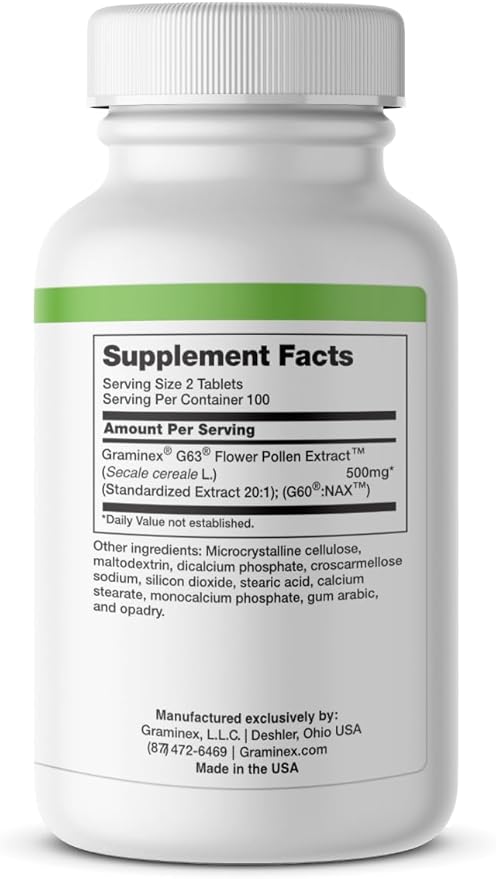 Graminex PollenAid Prostate Supplement: All Natural Prostate Support for Bladder Control &amp Urinary Tract Health Rye Pollen Extract Made in USA 200 Tablets