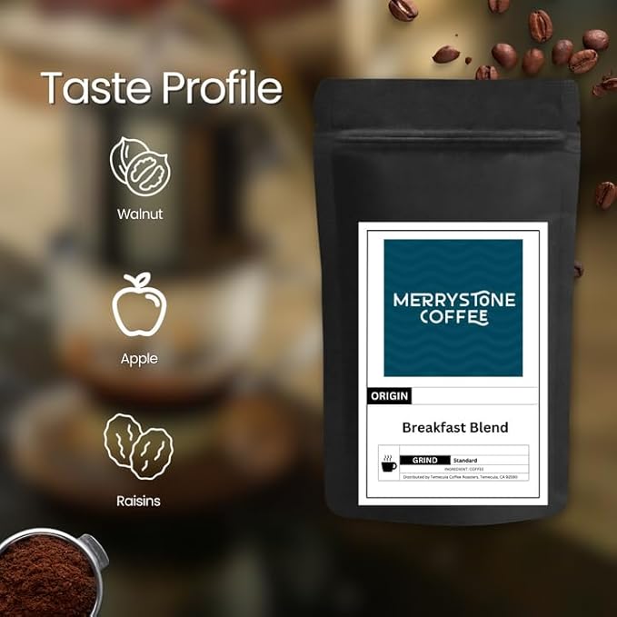 Merrystone Breakfast Blend Coffee Medium-Light Roast Roasted to Order 12 oz Coarse Grind
