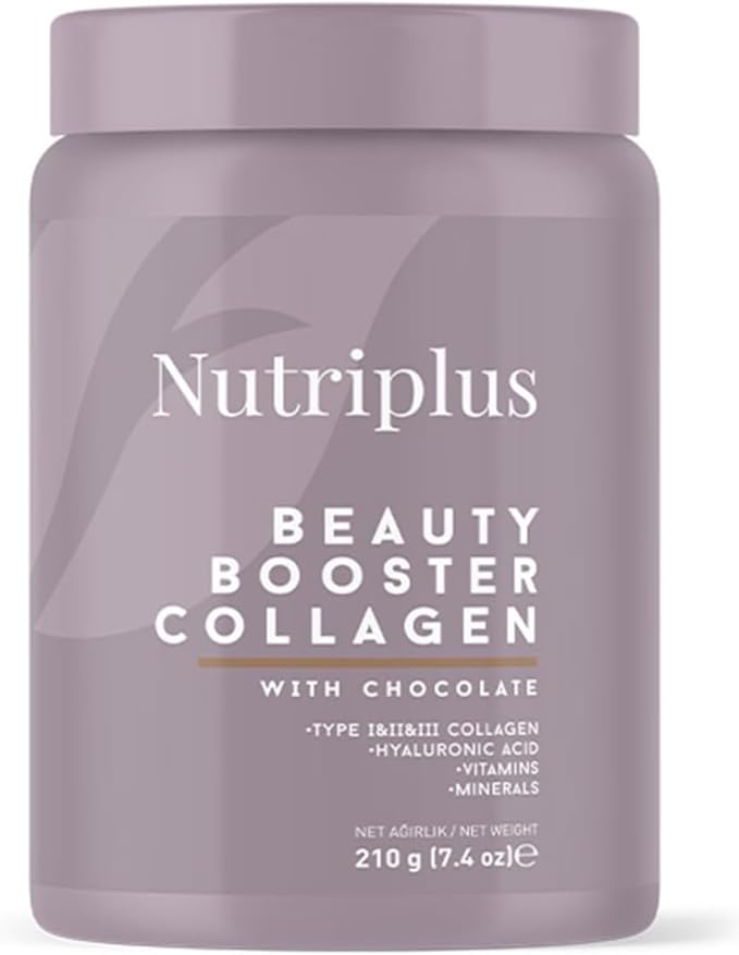 FARMASi Nutriplus Beauty Booster Collagen Chocolate for Skin Care and Hair Growth Grass Fed Collagen Powder for Muscle Growth 7.4 oz / 210g