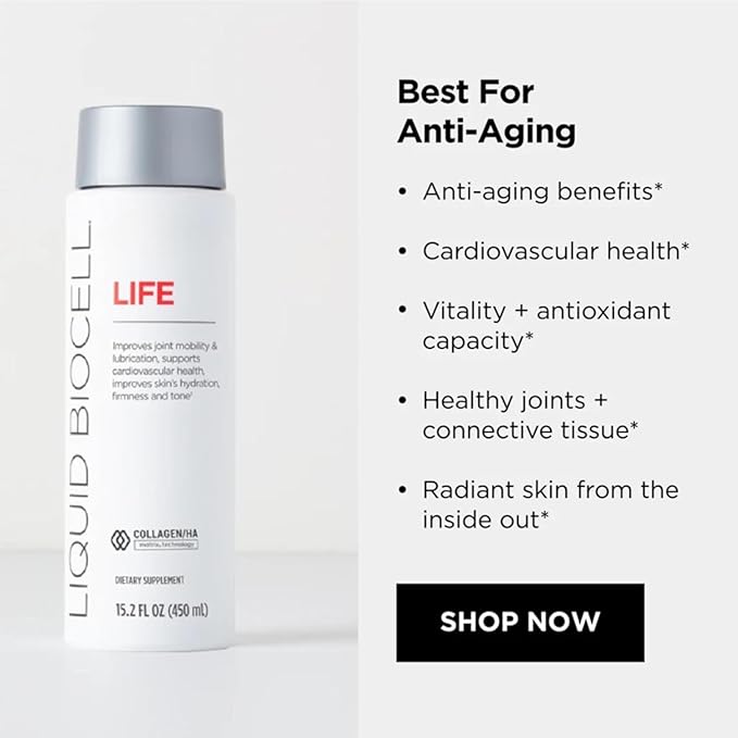 Liquid Bio-Cell Life Liquid Collagen Supplement with Hyaluronic Acid Joint &amp Skin Support Sugar Free 450 mL 15.2 fl oz