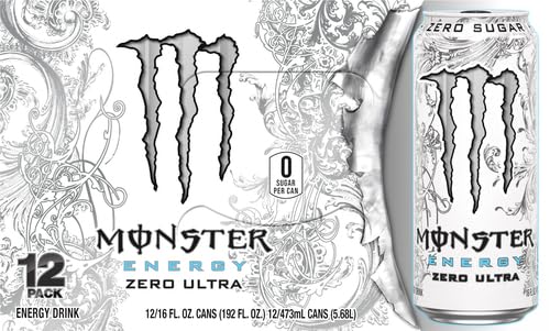 Monster Energy Zero Ultra Sugar Free Energy Drink 16 Ounce | Pack of 12