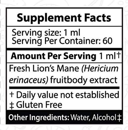 Lions Mane Dual Liquid Extract/Tincture | Organic Fruiting Bodies only | Grown in USA | Highly Concentrated | Memory Focus Immunity | No Grain/Filler