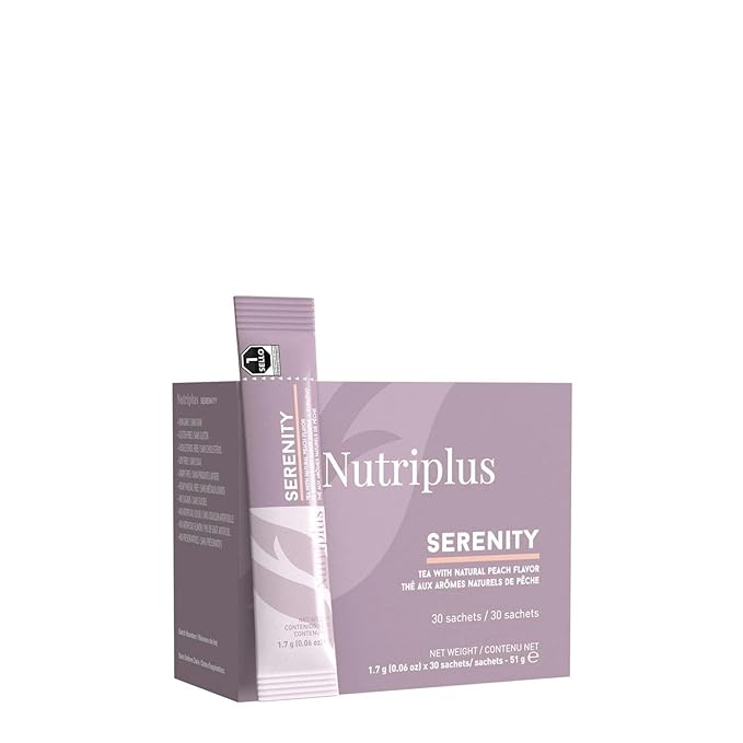 FARMASi Nutriplus Serenity Peach Herbal Tea – Caffeine-Free Instant Fruity Tea Blend Refreshing Hot or Iced Stick Tea 30 Servings