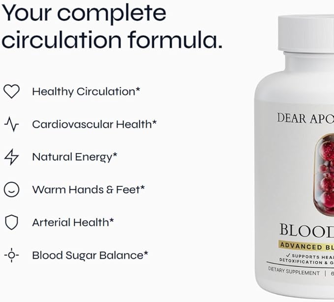 Blood Flow Advanced Formula - Botanical Herbal Complex with Cayenne Ginger - Traditional Wellness Blend with Vitamins Minerals - Daily Herbal Supplement - Vegan Non-GMO Gluten-Free - 60 Capsules