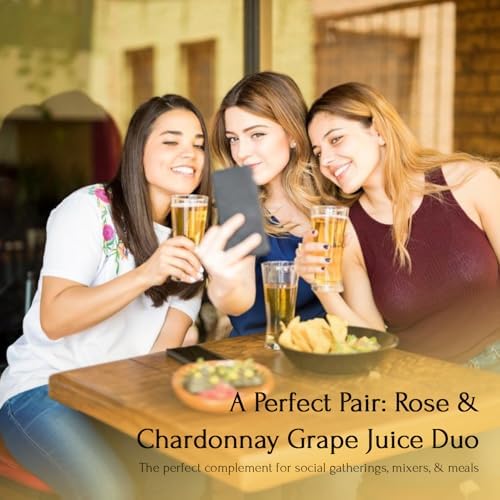 Amor Vines 100% Natural Unfiltered Pure Rosé &amp Chardonnay Grape Juices - No Water Added Preservative Free Non-Alcoholic - 750ml Glass Bottle - Pack of 2