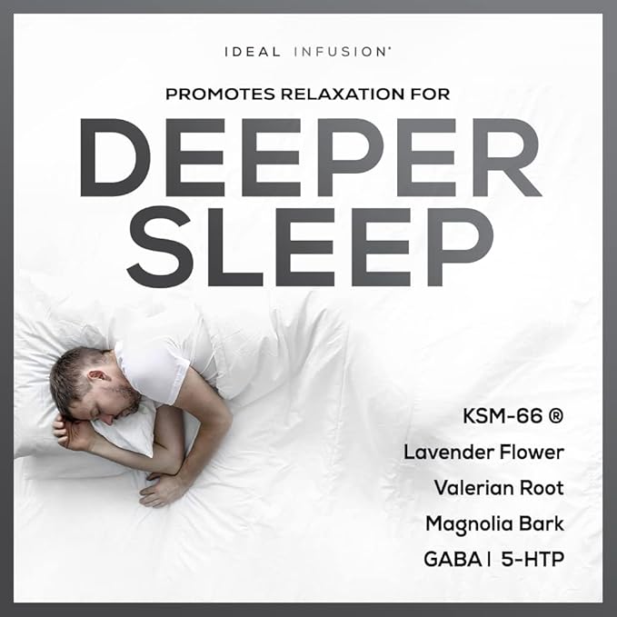 Ideal Infusion Nighttime Muscle Recovery &amp Deep Sleep Supplement: Stress Support and Hormone Balance - Zinc + Magnesium Glycinate Ashwagandha KSM-66 - Melatonin-Free (90 Capsules)