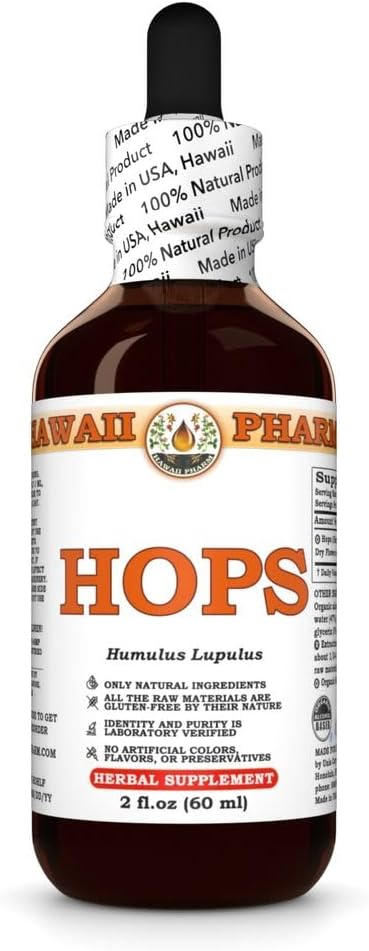 Hawaii Pharm Hops Extract Tincture for Restful Sleep and Calm Supports Digestive Comfort Promotes Relaxation Encourages Kidney Function - 2 fl.oz