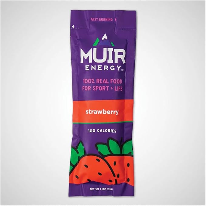 MUIR ENERGY FB Strawberry Nutrition Pack - Organic Plant-Based Energy Gel for Endurance Cycling &amp Trail Riding Pack of 10