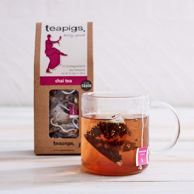 Teapigs Chai Tea Bags Made With Whole Leaves bold flavor natural ingredients (1 Pack of 50 Teabags)