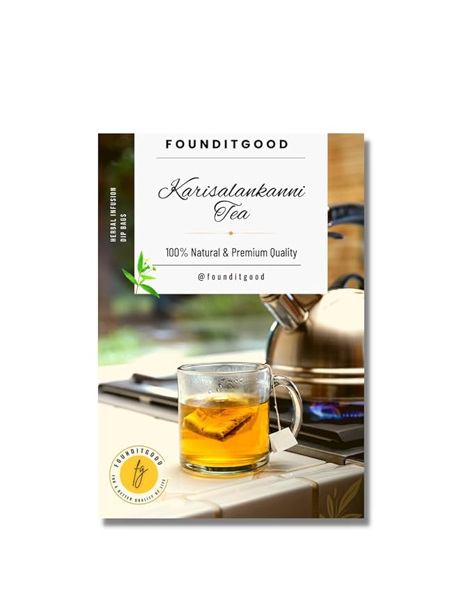 FounditGood’s Pure Karisalankanni Tea (Bhringraj/Eclipta alba) | 100% Natural Herbal Tea | Holistic Wellness and Liver Support | 60 Dip Tea bags
