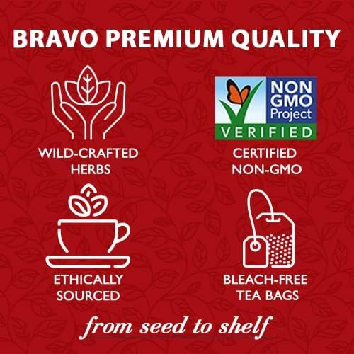 Bravo Tea Reishi Mushroom Herbal Tea Caffeine Free 20 Tea Bags 6 count
