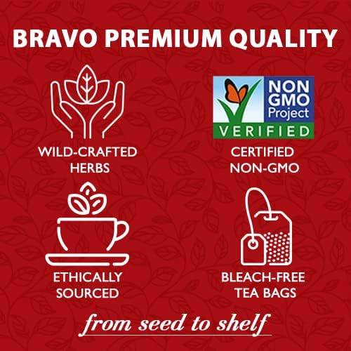Bravo Tea Turkey Tail Mushroom Herbal Tea Caffeine Free 20 Tea Bags 6 count