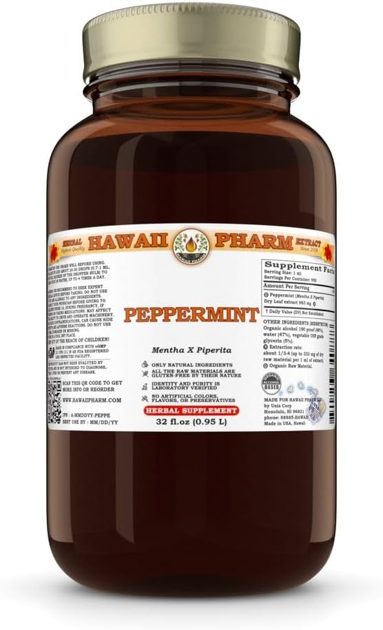 Peppermint (Mentha X Piperita) Dry Leaf Tincture All Natural Vegan Pure Liquid Extract - 32 fl.oz
