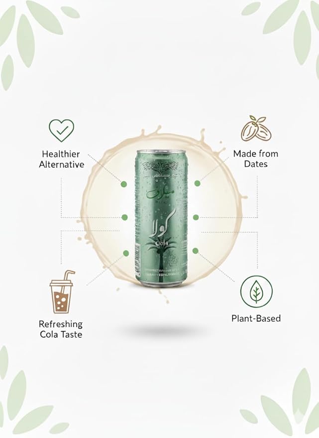 Milaf Date Cola - 8.1 fl oz | Sweet Carbonated Soda Soft Drink Made with Date Extract | Refreshing Non-Alcoholic Beverage | Ideal for Those Following Alcohol-Free Lifestyle (Pack of 12)