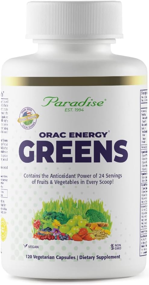 Paradise Herbs ORAC Energy Superfood Capsules Includes Over 42 Organic &amp Wild-Crafted Ingredients Probiotics &amp Enzymes 120 Count