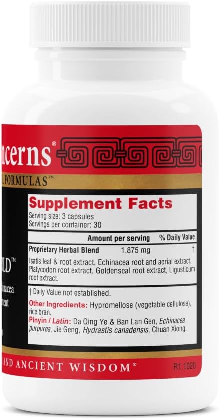 Health Concerns Isatis Gold - Immune System Support &amp Respiratory Tract Supplements - Echinacea Platycodon Goldenseal &amp Ligusticum Root Extract - 90 Capsules