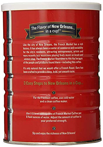 French Market French Roast Medium-Dark Roast Ground Coffee 12oz Can (Pack of 6)