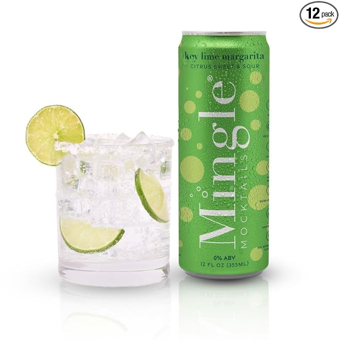 Mingle Mocktails Non Alcoholic Cocktails - Key Lime Margarita 12 OZ Can (Pack of 12)
