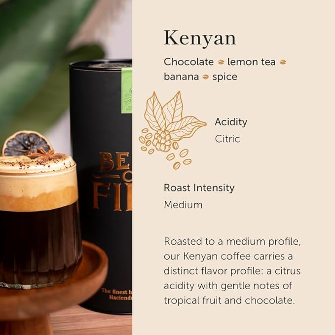 Bean of Fire El Salvador Kenyan Natural Ground Coffee – Medium Roast Single Origin Specialty Chocolate &amp Lemon Cup (16 oz)