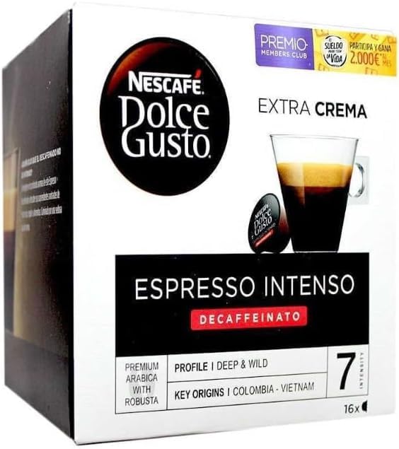 Nescafé Dolce Gusto Espresso Intenso Decaf/Decaffeinated Coffee Pods x16 (Pack of 1)
