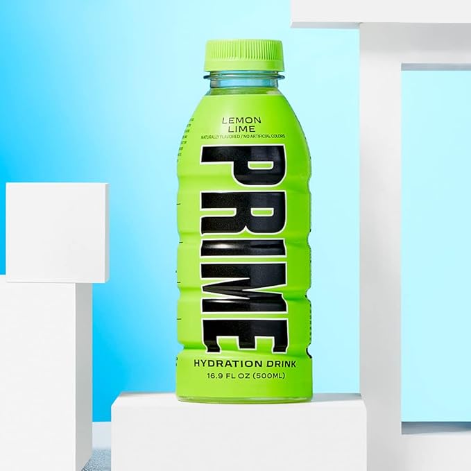 PRIME Hydration LEMON LIME Sports Drinks Electrolyte Enhanced for Replenishing Fluids 250mg BCAAs B Vitamins Antioxidants Low Sugar 16.9 Fl Oz 12 Pack