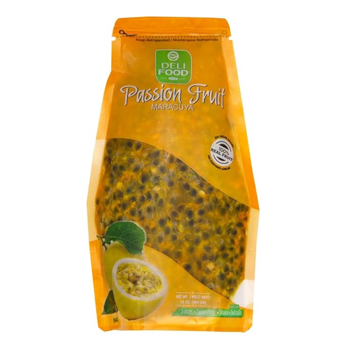 Passion Fruit Pulp with seed No Added Sugar Authentic Flavor Maracuya Real fruit for Juices Cocktails Desserts Refreshing Drinks Sauces and Nutrient Rich Smoothies with tropical fruit (pack of