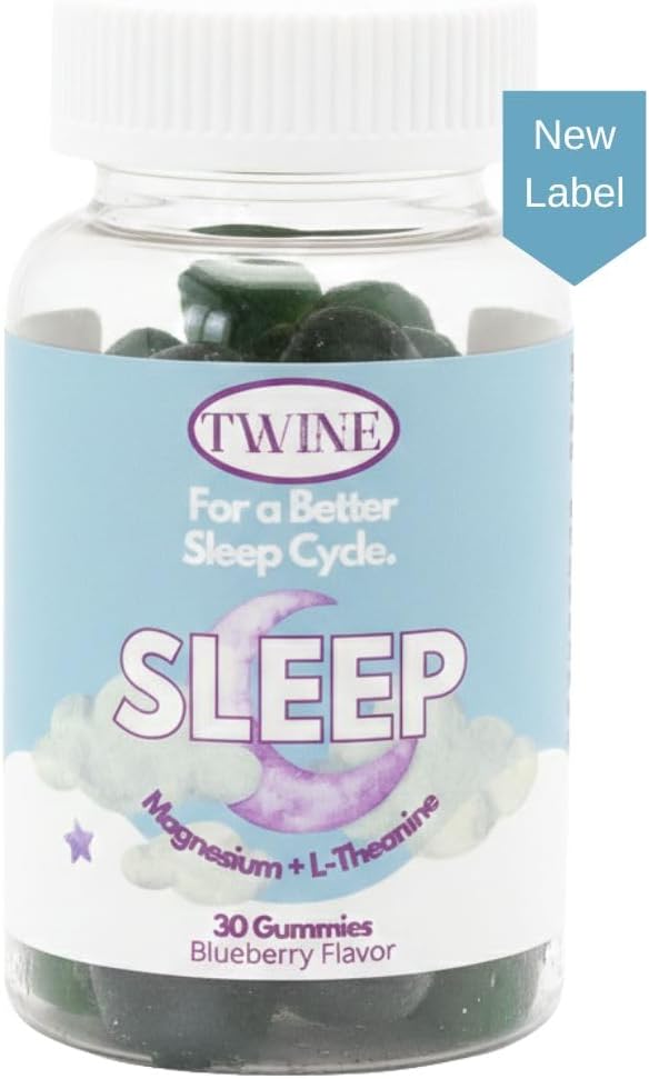 TWINE Sleep Gummies with Melatonin L-Theanine Magnesium Citrate Passionflower Chamomile and Lemon Balm 30pcs-Blueberry Flavor