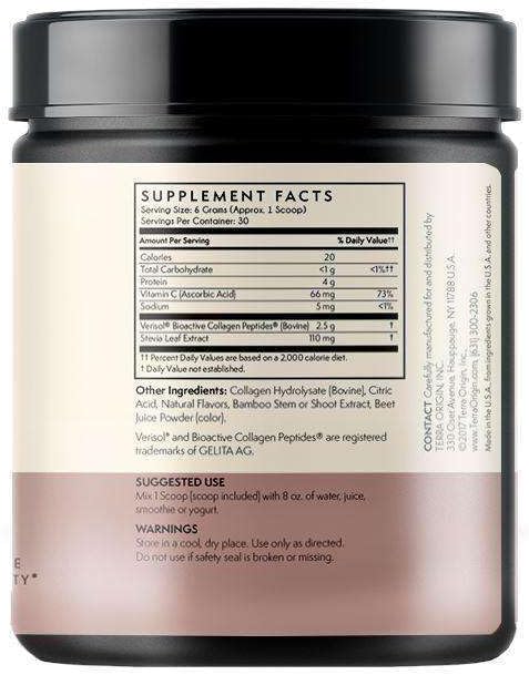TERRA ORIGIN Collagen Hydrolyzed Peptide Powder | Supports Healthy Skin Hair and Nails | with Verisol and Vitamin C for Women and Men | Acai Berry