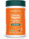 Charlotte's Web Focus Support Mushroom Gummies for Focus and Energy w/Lion’s Mane Natural Cognitive Support Lions Mane Gummies for Adults — Tangerine Flavor (30 Servings)