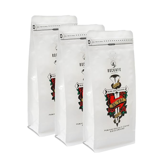 Rockafe El Tri Edition - 8.8 oz Bag of Peruvian Specialty Coffee - By Iky Store (Red Caturra and Bourbon) (1)