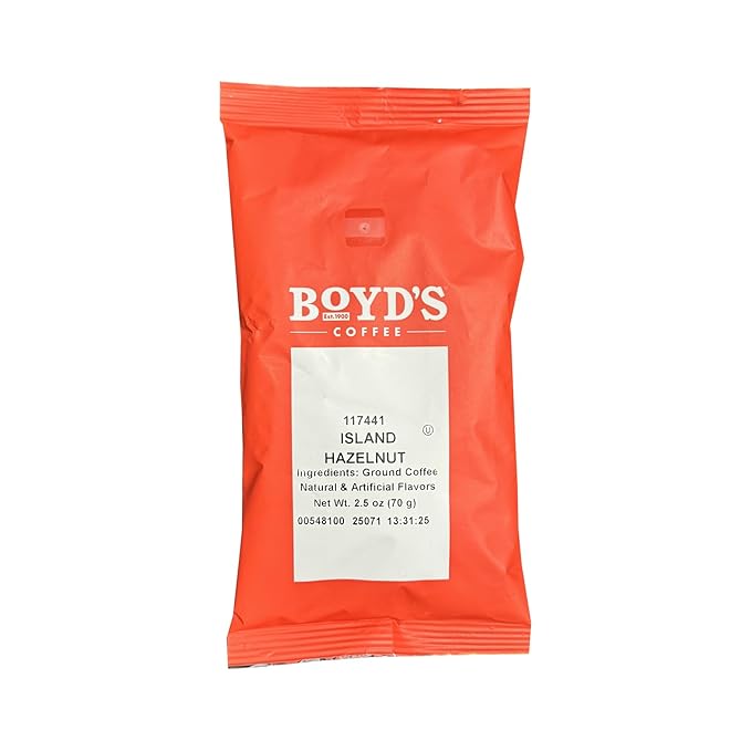 Boyd's Island Hazelnut Flavored Ground Coffee 46/2.5oz Pre-Portioned Packets