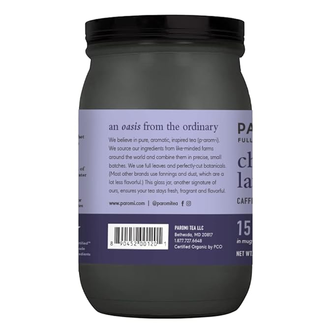 Paromi Chamomile Lavender Rooibos Organic Tea Signature Jar 15 Count (Pack of 3)