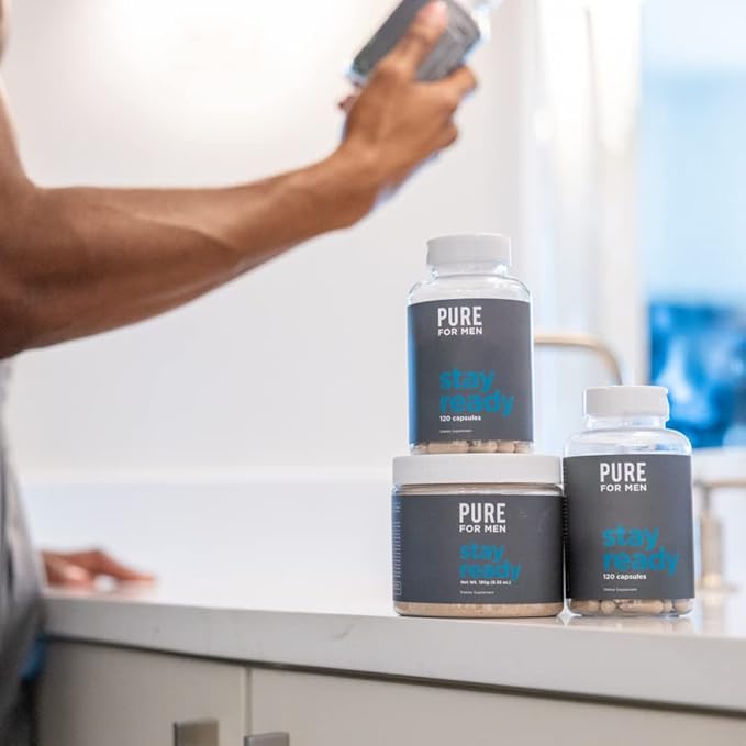 Pure for Men Original Cleanliness Stay Ready Fiber Supplement Powder | Helps Promote Digestive Regularity | Psyllium Husk Aloe Vera Chia Seeds Flaxseeds | Proprietary Formula | 180 gm Vegan Blend