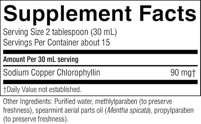 Nature's Sunshine Liquid Chlorophyll - Immunity Support Detox &amp Cleanse Chlorophyll Liquid Drops with Spearmint Oil Natural Energy Boost Internal Deodorant - 16 Fl Oz